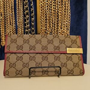Gucci Beige and Hot Pink Monogram Clutch